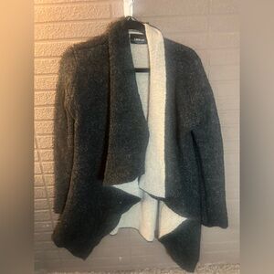 Zara Charcoal and Cream Open Front Cardigan